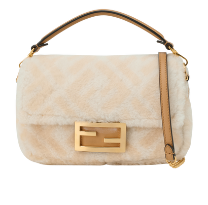 Mini Baguette, &pound;1,100, Handbags, Cream, Shearling, Front view